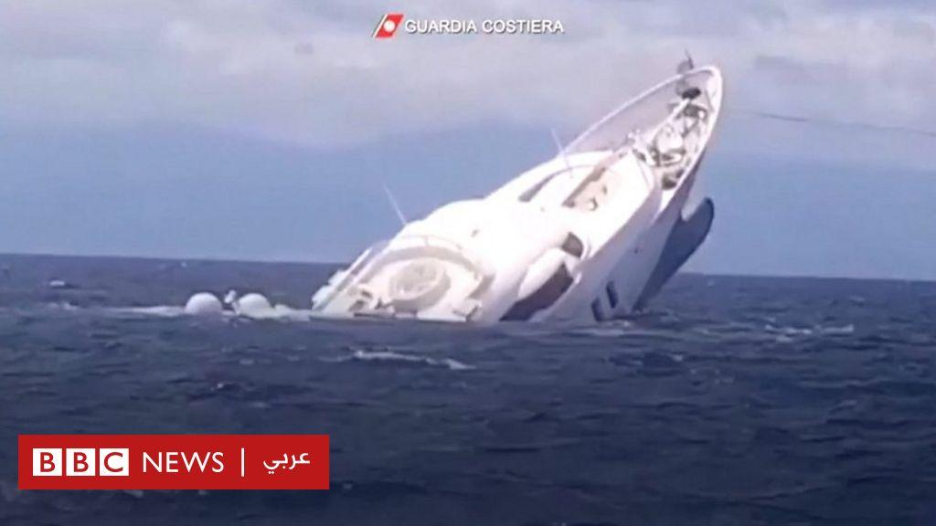 لحظة غرق يخت فاخر في البحر المتوسط قبالة سواحل إيطاليا